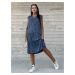 Powder blue cotton V-neck dress by MAYFLIES