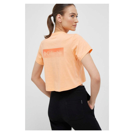 Bavlnené tričko Columbia oranžová farba