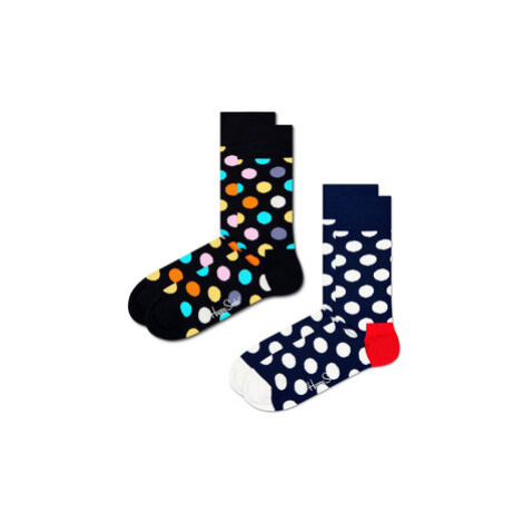 Happy Socks Súprava 2 párov vysokých ponožiek unisex BDO02-9350 Čierna