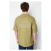 Trendyol Khaki Oversize/Wide-Fit Crinoline Print 100% Cotton T-Shirt