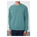 Trendyol Mint Oversize/Wide Cut Embossed Text Printed Sweatshirt