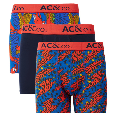 AC&Co / Altınyıldız Classics Men's Navy Blue-Tile Cotton Stretch Patterned 3-Pack Boxer