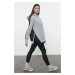 Trendyol Anthracite Color Block Wide Fit Fleece Knitted Sports Sweatshirt