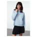 Trendyol Blue Pocket Detailed Soft Textured Knitwear Sweater