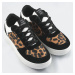 Čierne dámske tenisky sneakers s panterím vzorom (6363)