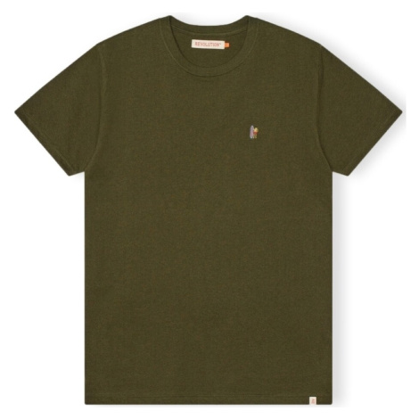 Revolution  T-Shirt Regular 1364 POS - Army Mel  Tričká a polokošele Zelená