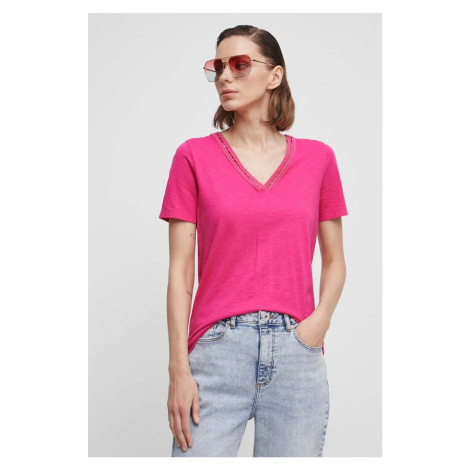Bavlnené tričko Medicine dámske, ružová farba