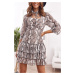 Casual dress with snakeskin print with ruffles