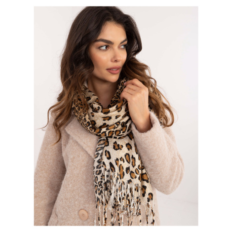 Béžový kašmírový šál s leopardím vzorom AT-CH-2474.22P-beige