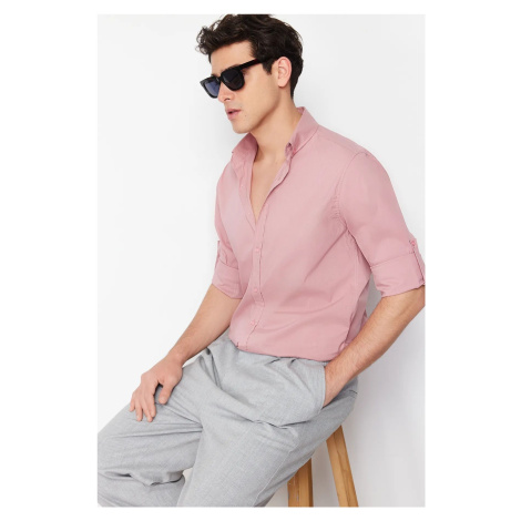 Trendyol Dusty Rose Slim Fit Shirt with Epaulets on Sleeves