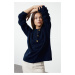 Trendyol Navy Blue Soft Textured Basic Knitwear Sweater