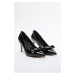 Trendyol Black Bowknot Patent Leather Women's Classic Thin Heel Shoes