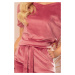 CASSIE - Velúrové dámske šaty vo špinavo ružovej farbe s krátkymi rukávmi 249-4