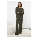 Trendyol Green Slogan Detailed Knitted Pajama Set