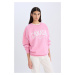 DEFACTO Oversize Wide Pattern Crew Neck Printed Thick Sweatshirt