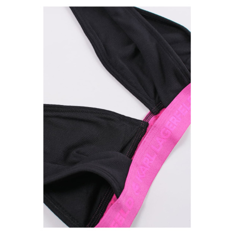 Ružovo-čierna podprsenka Logo Plunge Neck Rib Triangle Karl Lagerfeld