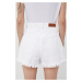 Rifľové krátke nohavice Lee Cooper dámske, biela farba, s nášivkou, stredne vysoký pás