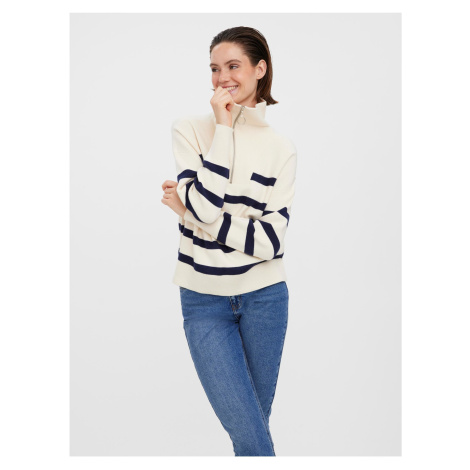 Blue-cream striped sweater VERO MODA Saba - Women