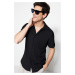 Trendyol Black Regular Fit Textured Summer Shirt