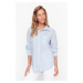 Trendyol Light Blue Slim Striped Single Pocket Boyfriend/Wide Fit Cotton Woven Shirt