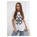 Love Heart Cotton Blouse with Print White+Black