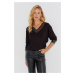 Cool & Sexy Women's Black Faux Leather Detailed Loose Blouse ST827