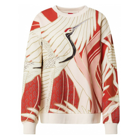 HUGO Mikina 'Dashimaki' staroružová čierna pastelovo červená