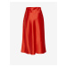 Červená dámska saténová midi sukňa ICHI