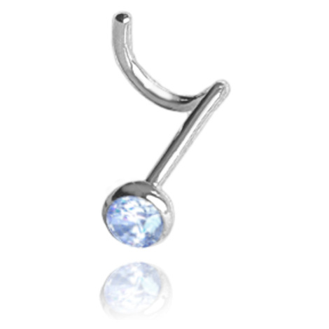 MINET Strieborný piercing do nosa s modrým zirkónom JMAN0406AE00