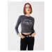 LC Waikiki Crew Neck Printed Long Sleeve Women's Crop