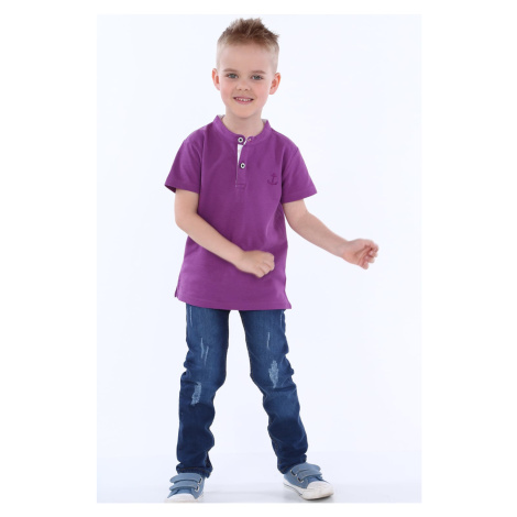 Boys' purple button shirt FASARDI