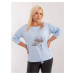 Light blue women's oversized blouse with drawstrings