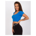 MODRÝ DÁMSKY CROP TOP S KRÁTKYMI RUKÁVMI RV-TS-7538.12P-BLUE