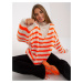 White-orange oversize sweater with V-OCH BELLA neckline
