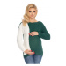 Dvojfarebný tehotenský sveter v bielo-zelenej farbe