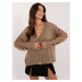 Dark beige women's sweater with button closure