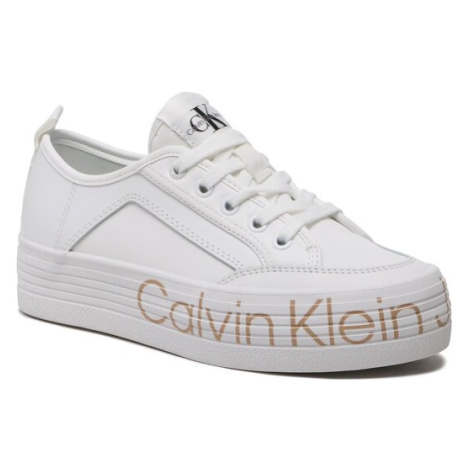 Calvin Klein Jeans Sneakersy Vulc Flatf Low Wrap Around Logo YW0YW01025 Biela