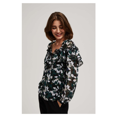 Shirt with ruffles and floral pattern Moodo
