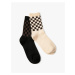 Koton Set of 2 Checkered Patterned Socks Multi Color