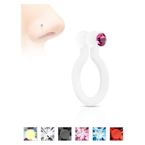 Fake piercing do nosa z Bioflexu, trblietavý zirkónik, rôzne farby - Farba zirkónu: Dúhová - AB