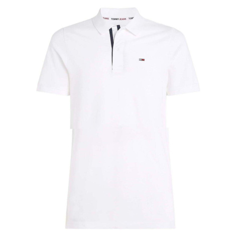 Tommy Jeans  Slim Flag Placket Polo Shirt White  Tričká a polokošele Biela Tommy Hilfiger