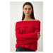 Happiness İstanbul Women's Red Madonna Collar Knitwear Sweater