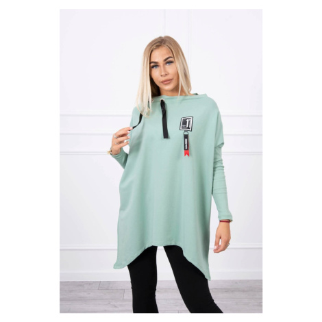 Oversize sweatshirt with asymmetrical sides dark mint