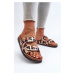 Beige and brown women's slippers with Oliena buckles