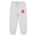 Detská bavlnené nohavice Kenzo Kids šedá farba, s kapucňou, s nášivkou