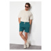 Trendyol Emerald Green Regular Cut Textured 100% Cotton Shorts