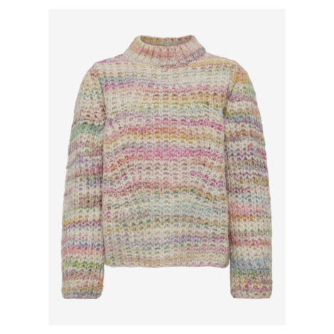 Ružovo-béžový dievčenský vzorovaný sveter ONLY Carma