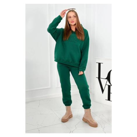 Insulated cotton set, sweatshirt + trousers Brooklyn dark green