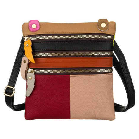 FAREBNÁ KOŽENÁ CROSSBODY KABELKA 1718-SKL