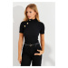 Cool & Sexy Women's Black Button Accessory Camisole Blouse